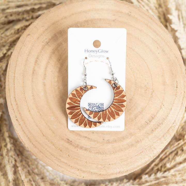 HoneyGlow Designs - Wholesale Dangle Earrings - Moon Sunflower Earrings4