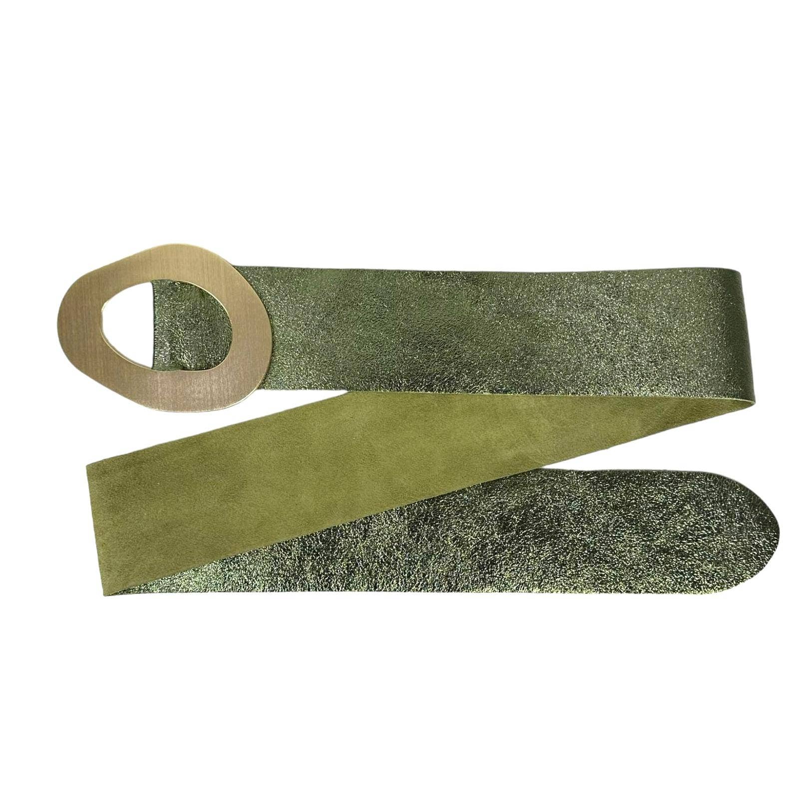 Chenson & Gorett - Wholesale Belt - Women's - Metallic Belt Cow Suede Leather with Wide Buckle B2B12