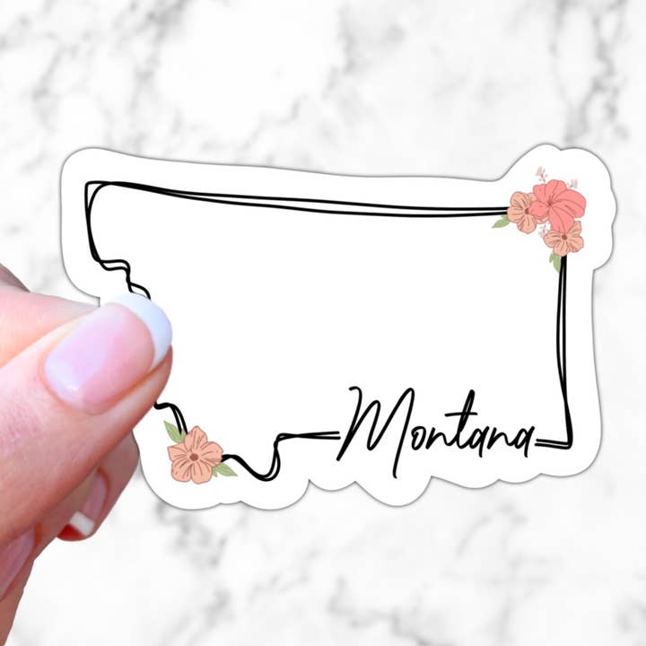 Autocollant floral de l'État du Montana pour la vente par Simply Fangirl Designs