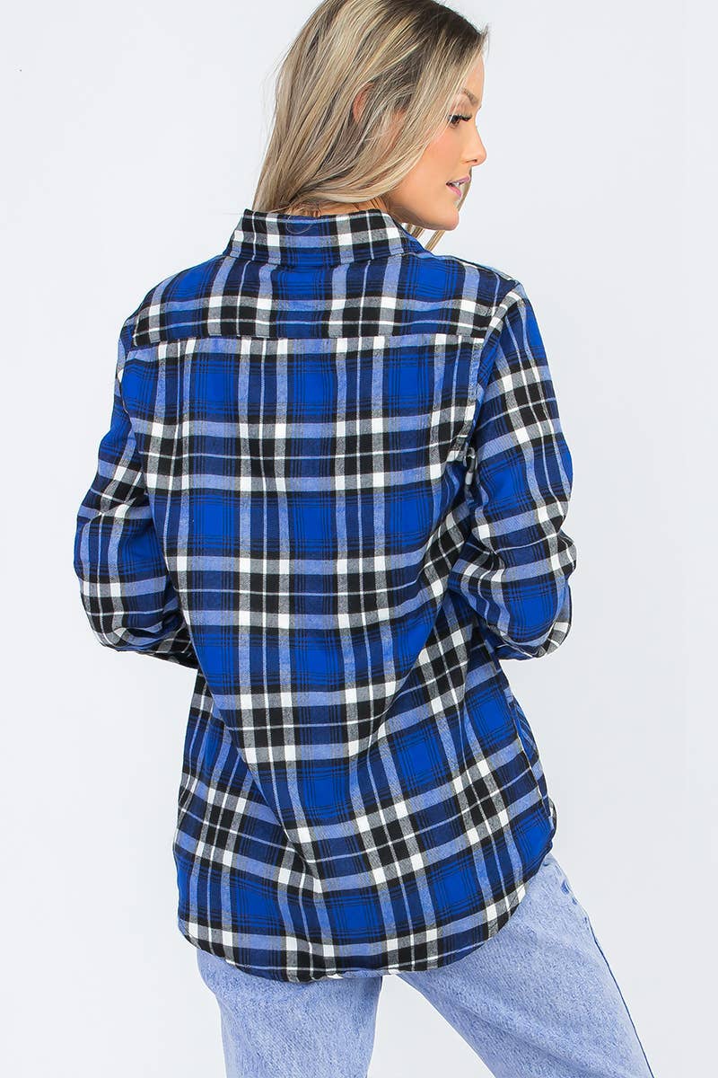 WEIV - Wholesale Button Down Shirt - Women's - WOMENS OVERSIZED FLANNEL LONG SLEEVE SHIRT2
