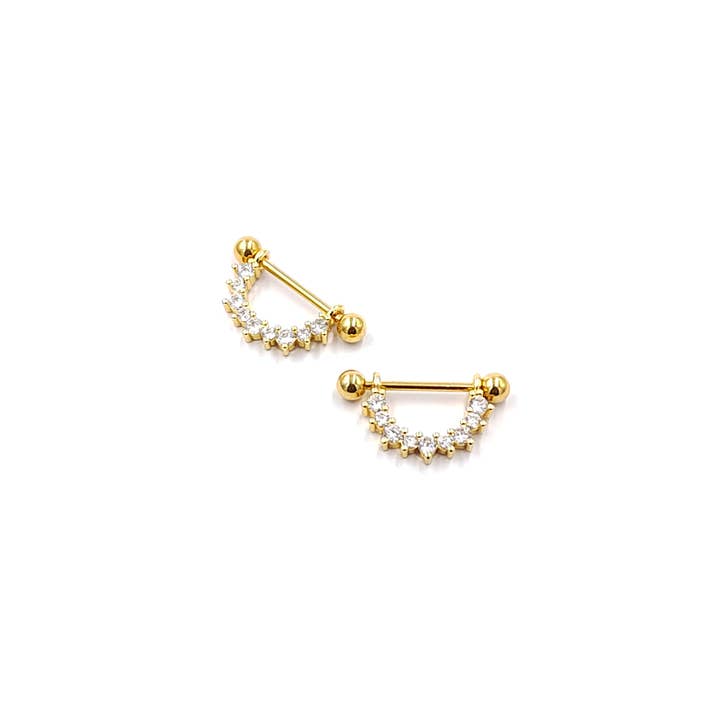 MYLENE ET FELIX - Wholesale Nipple Ring - Curved nipple piercing with rhinestones1