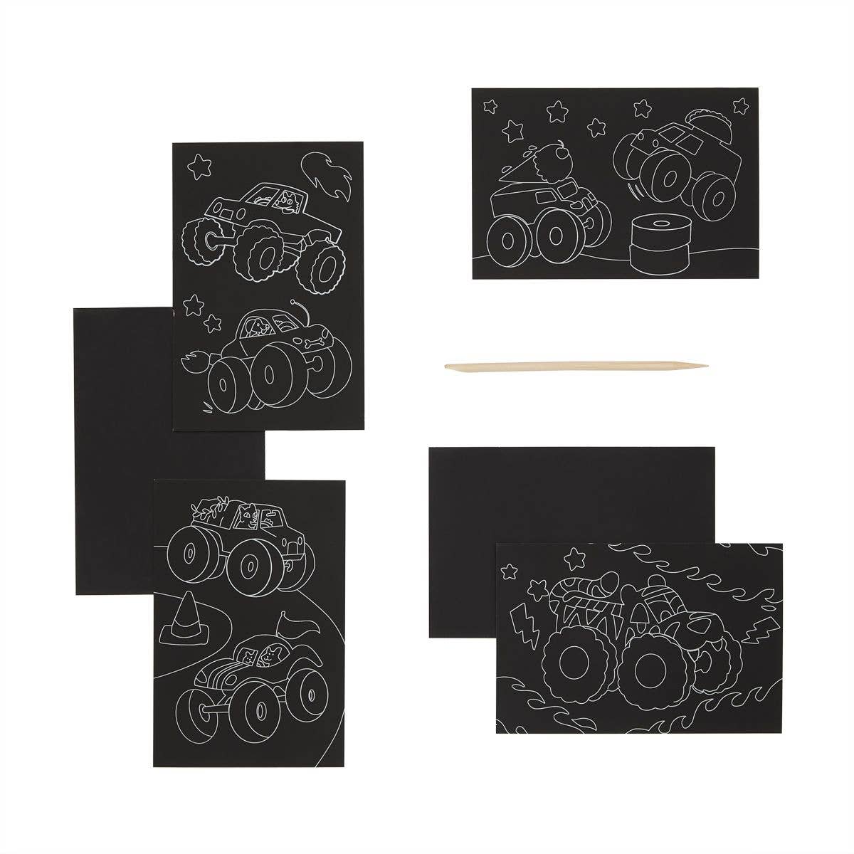 OOLY - Wholesale DIY Craft Kit - Kids - Scratch & Scribble: Mini Kit - Monster Trucks (7 PC Set)1