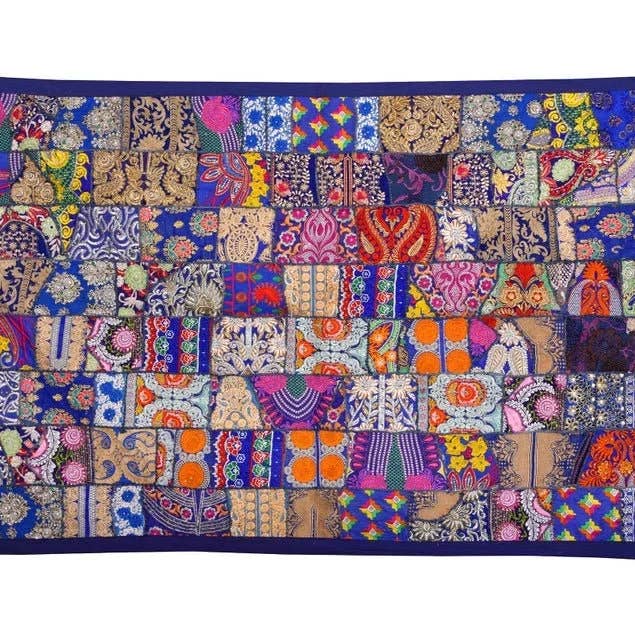 GYPSY STUDIO – Engroshandel Gardin – Lilla vægtæppe indisk patchwork vægophæng vintage