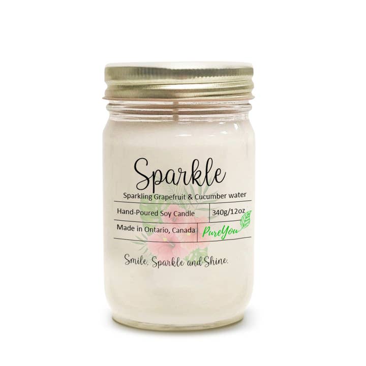 Sparkle Soy Wax Candle (Sparkling Grapefruit + Cucumber Water) for wholesale by PureYou handmade