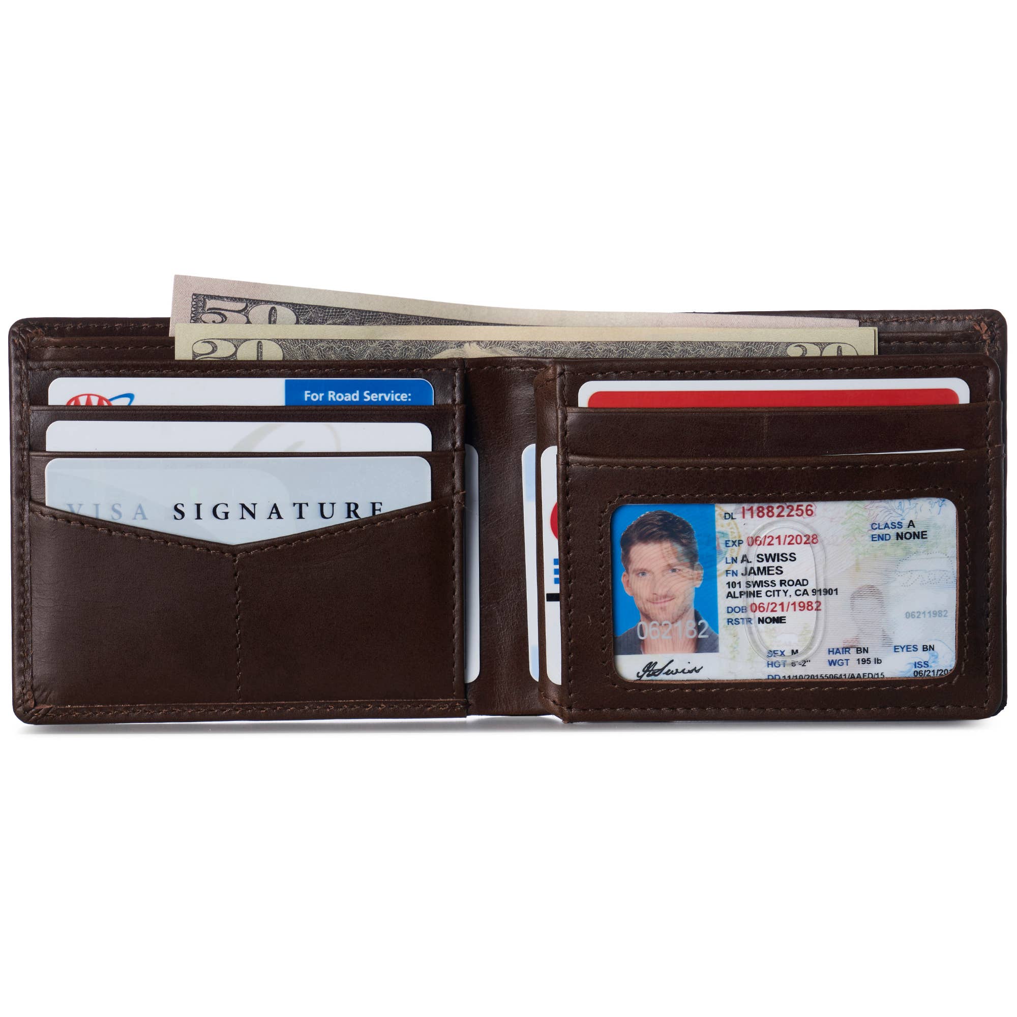 Alpine Swiss - Vente Portefeuille – homme - Alpine Swiss Commuter Portefeuille à deux volets RFID pour homme 2 fenêtres d'identification - Portefeuille 99230