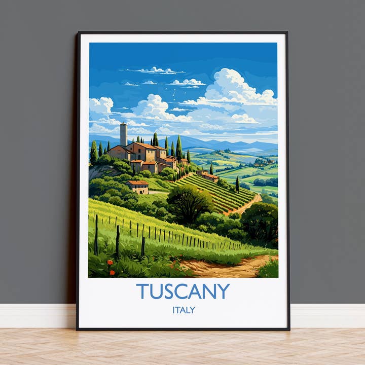 Toscana Resa Print Väggkonst, Reseposter av Toscana, Toscana Konstälskare Gåva, Italien Konst Gåva för wholesale av NQ Media Designs