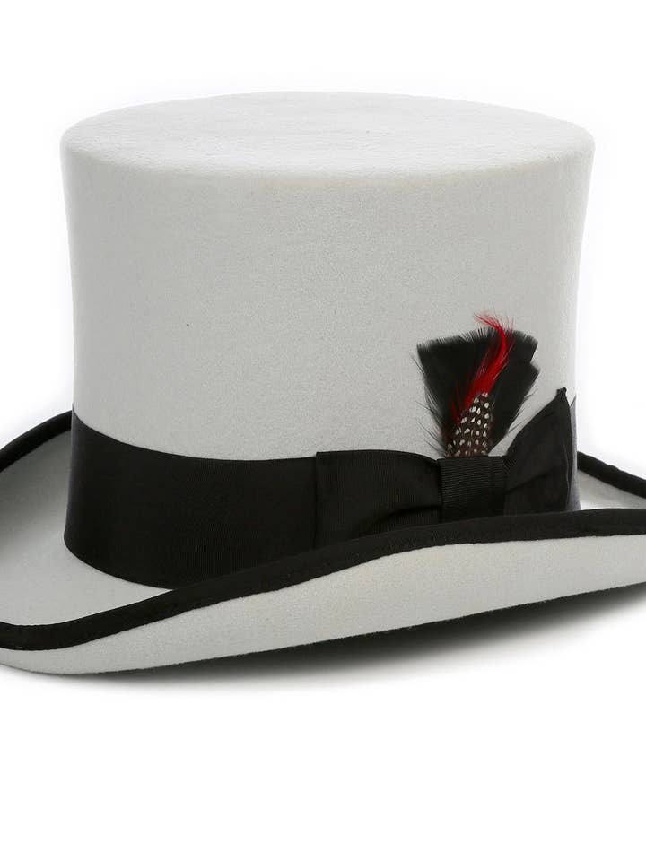 Premium Grey with Black Wool Top Hat for wholesale by Ferrecci
