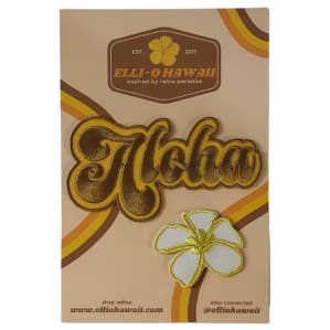 Patch Pack- Aloha Retro Script/Plumeria for wholesale by elli-o HAWAII