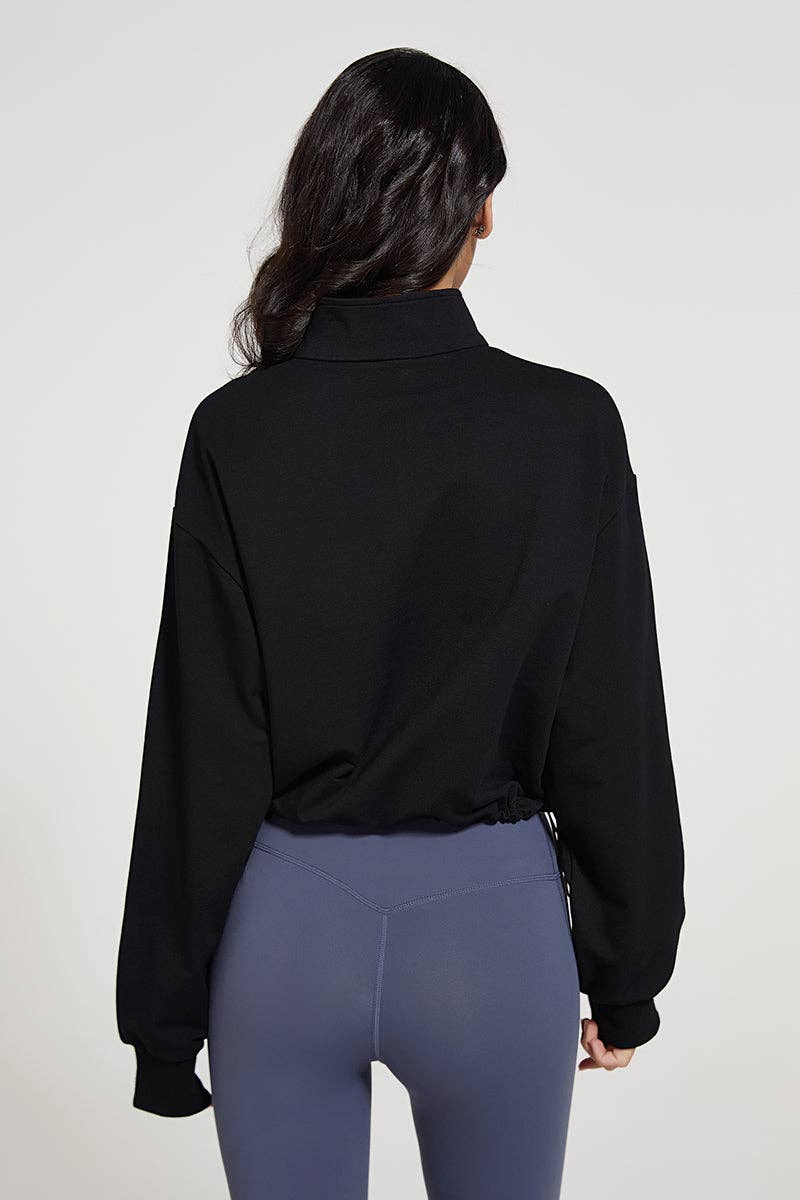 Crave by FW - Wholesale Sweatshirt - Women's - Half-zip Stand-up Collar Sweatshirt - Cropped Design15