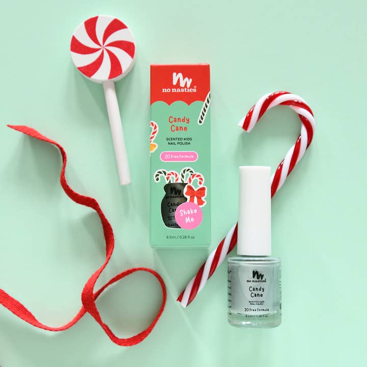 Candy Cane Water Based Scented Scratch Off Kids Nail Polish for wholesale by no nasties kids