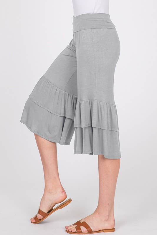 HEIMISH – Calças - Mulher por atacado – CALÇA CORTADA SÓLIDA SP1020S COM BABADOS5