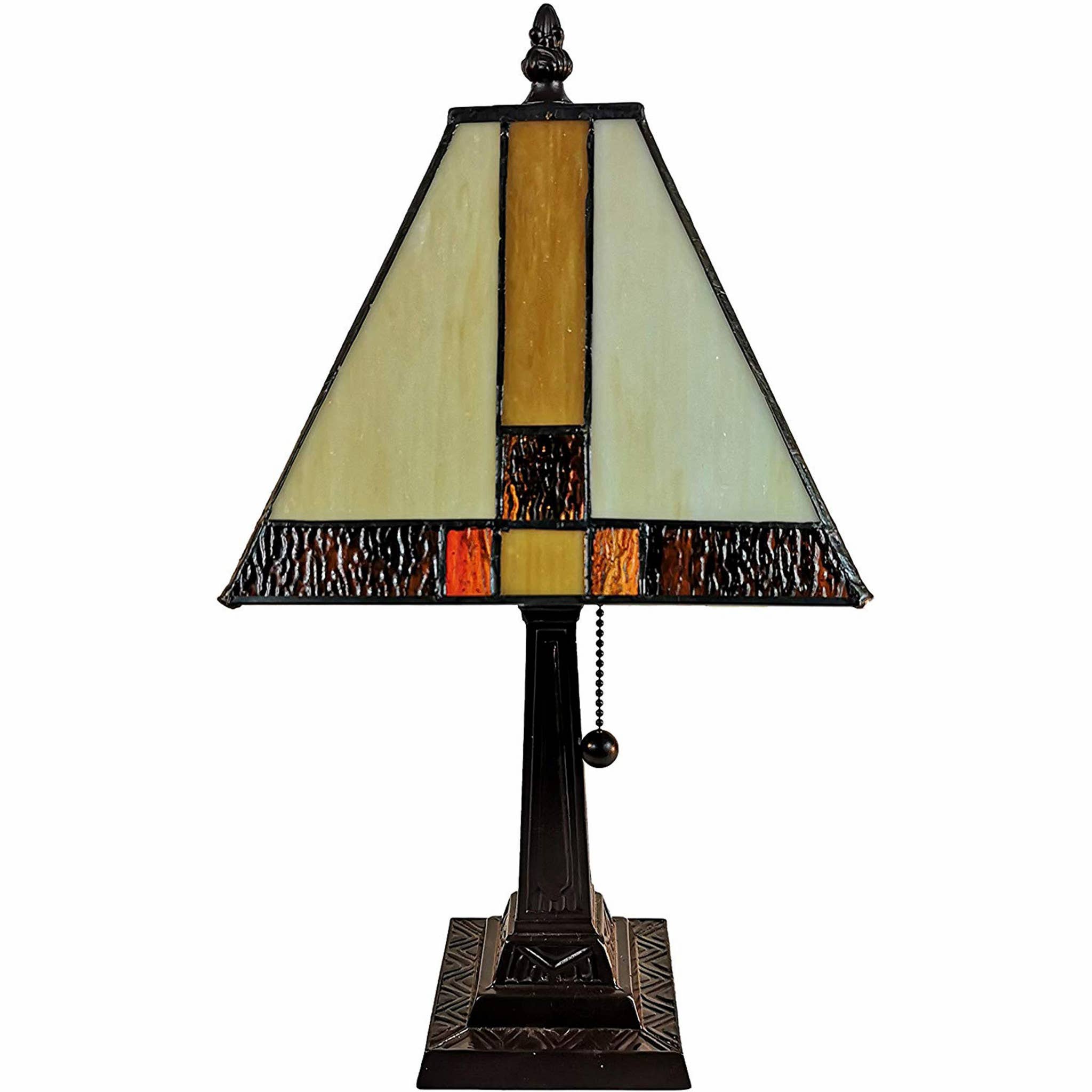 HomeRoots - Wholesale Accent/Desk Lamp - 15" Tiffany Amber and Black Mission Style Table Lamp2