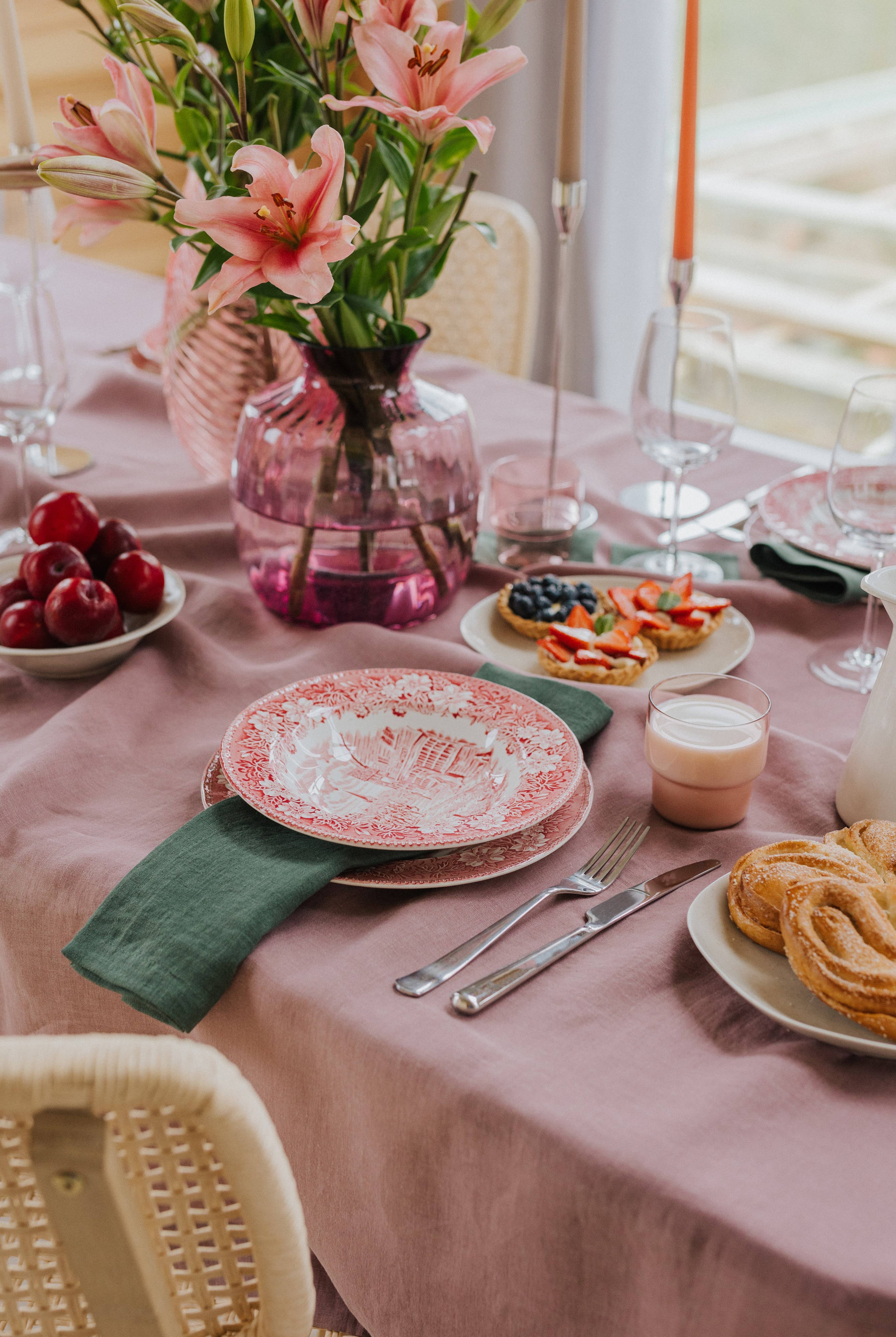 Linen Spells – Engroshandel Middags- og stofserviet – Skovgrøn linned serviet sæt med 22