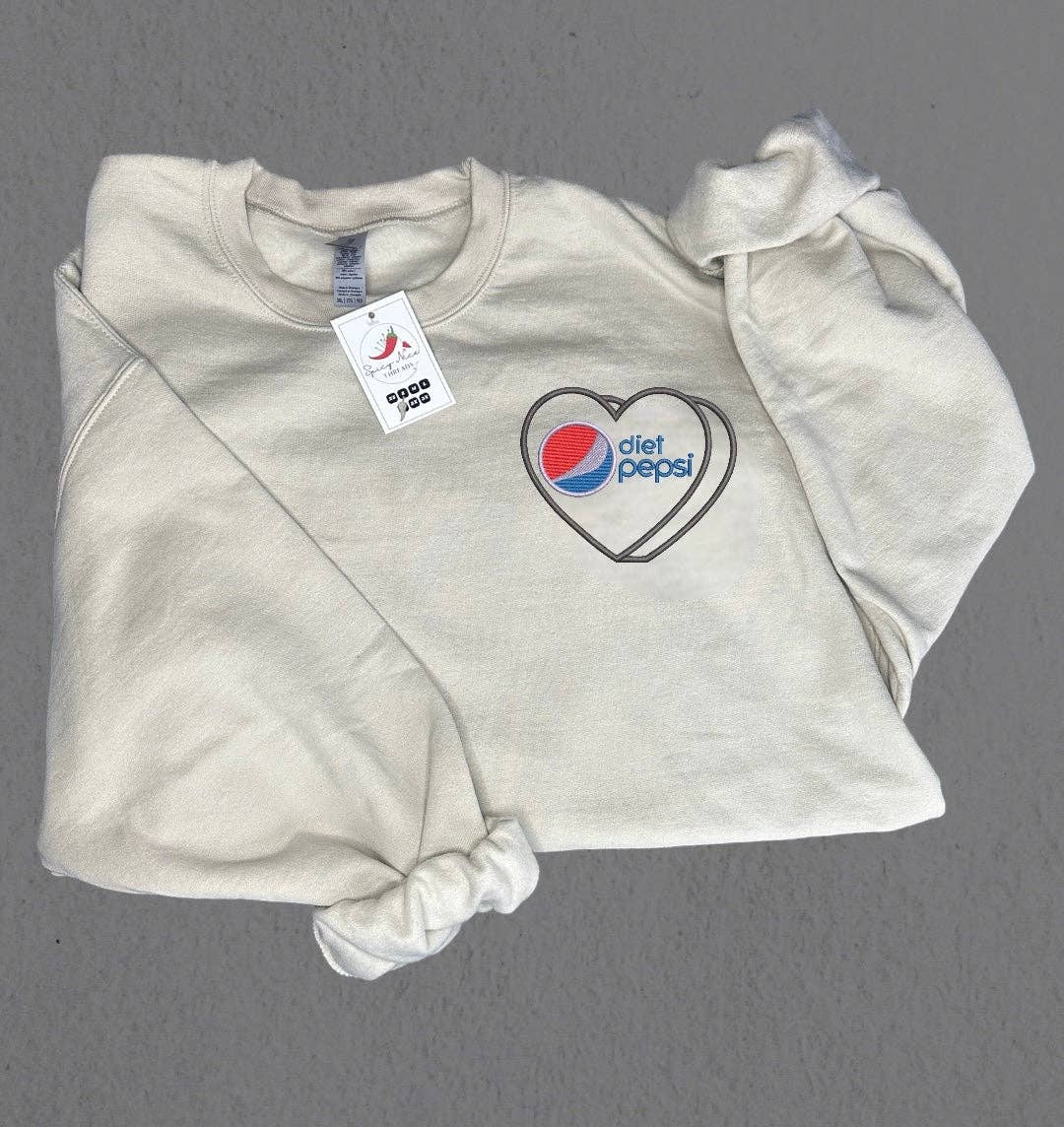 Spicy Nice Threads - Vente Sweat-shirt – femme - Crewneck brodé Diet Pepsi | Sweat-shirt Pepsi | Cadeaux pour elle | Cadeau de fête des mères | Amatrice de soda | Cadeau pour amatrice de Pepsi cola | T-shirt tendance1