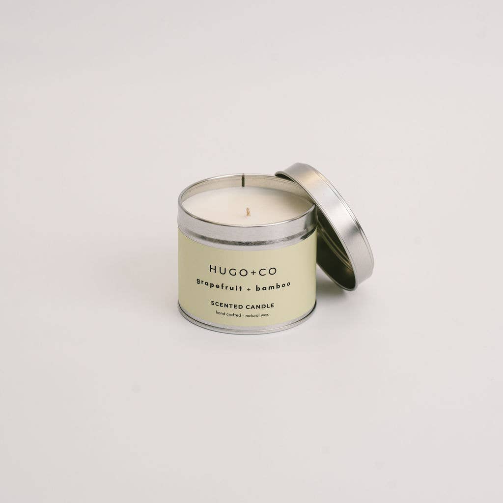 HUGO+CO - Wholesale Travel Candles - Grapefruit & Bamboo Soy Wax Scented Candle Tin0