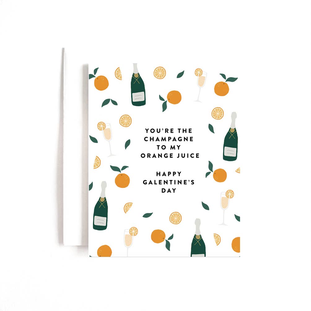Joy Paper Co. – wholesale Valentine's Day card – Champagne to my OJ Galentine's Card
