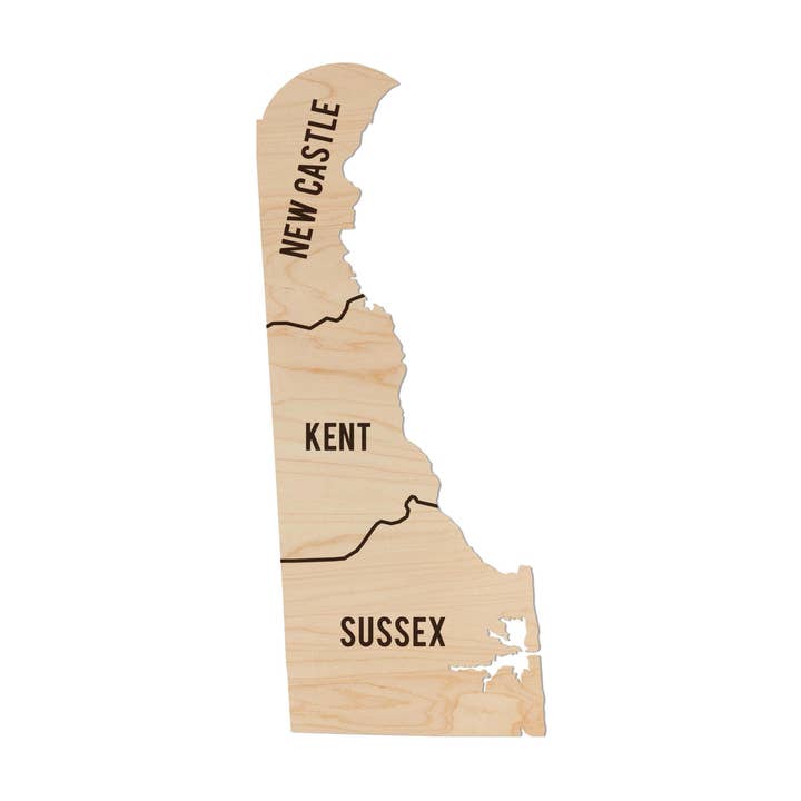 Delaware County Map Wall Hanging - Crafted from Cherry or Maple Wood for wholesale by LazerEdge