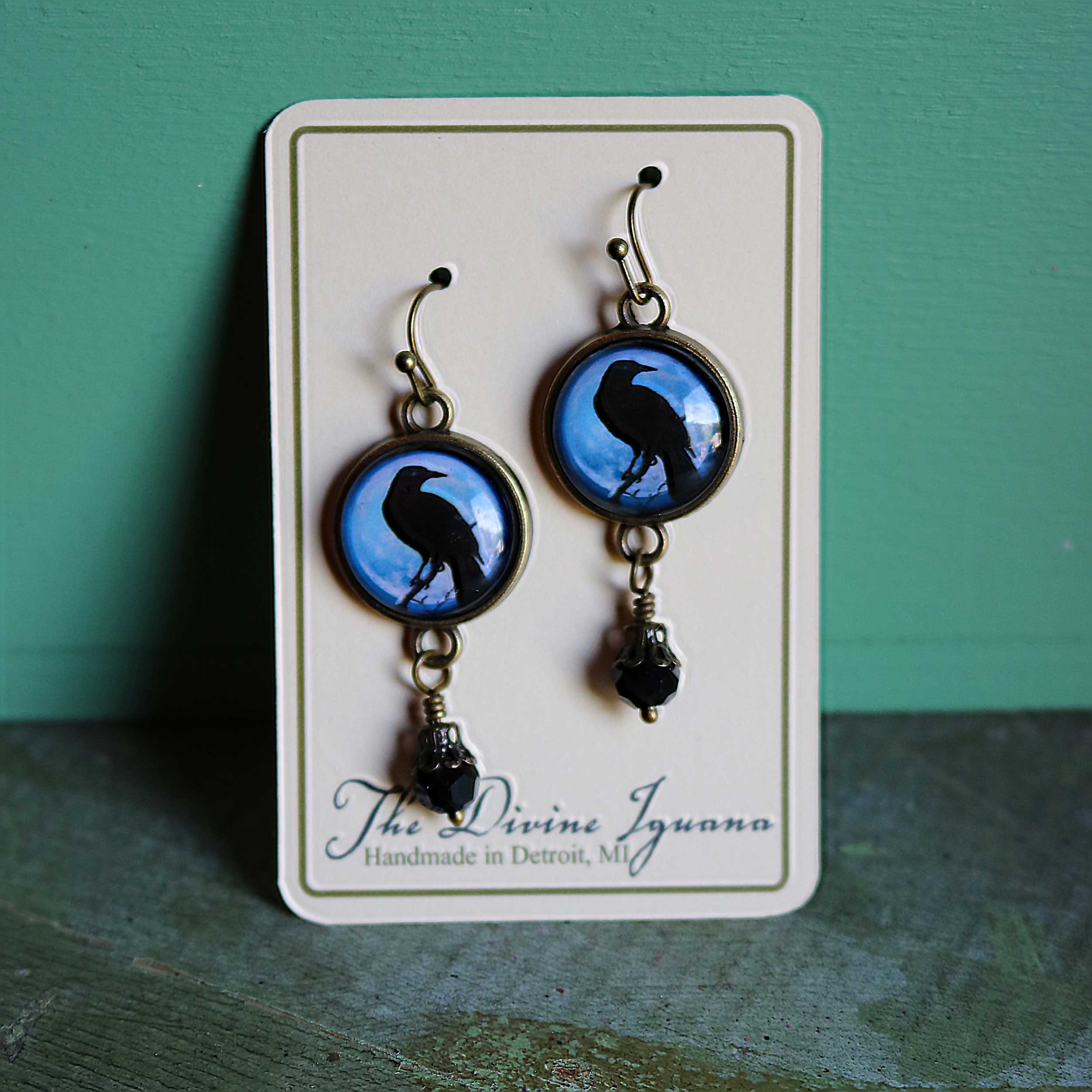 The Divine Iguana - Wholesale Dangle Earrings - Purple Crow or Raven Goth Halloween Earrings2