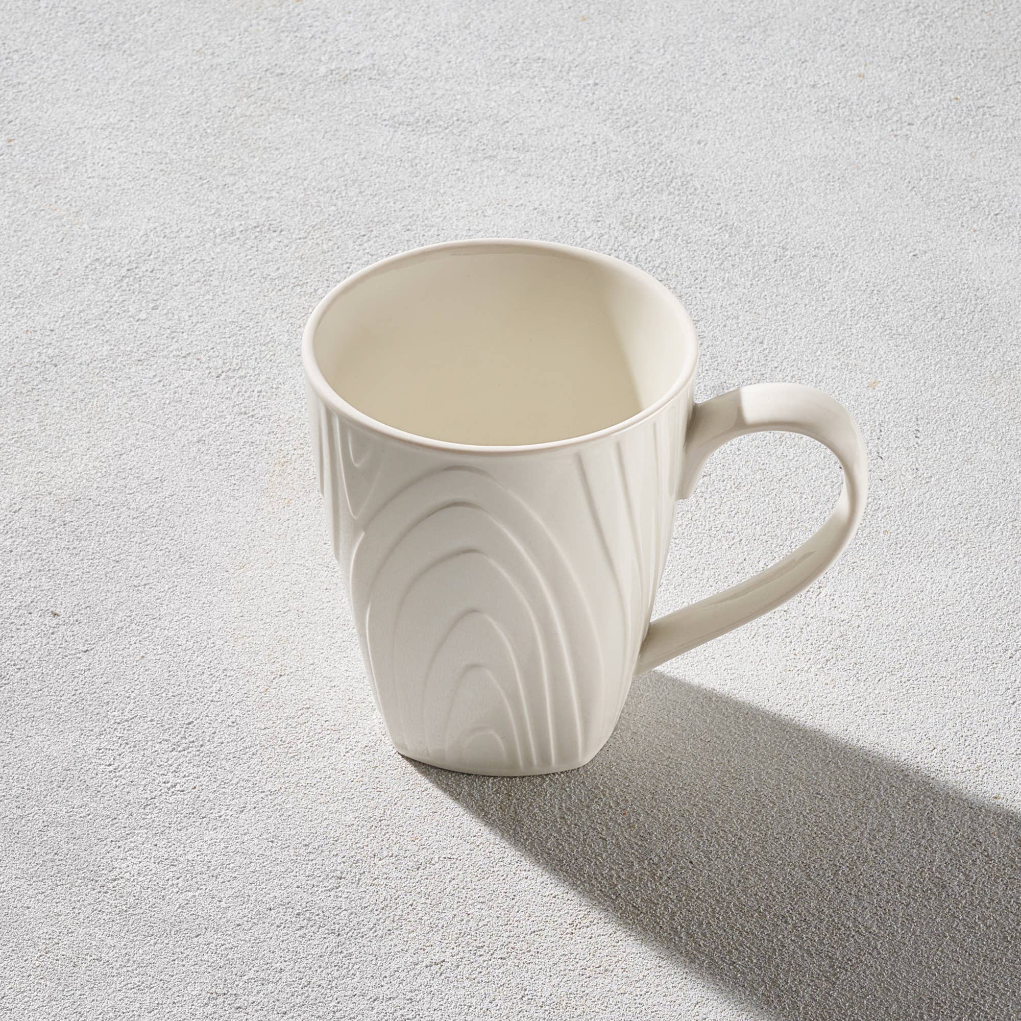 Kadra Kitchenware - Wholesale Coffee Mug - Trudeau - Square Woodgrain Fine Porcelain, Mug, White