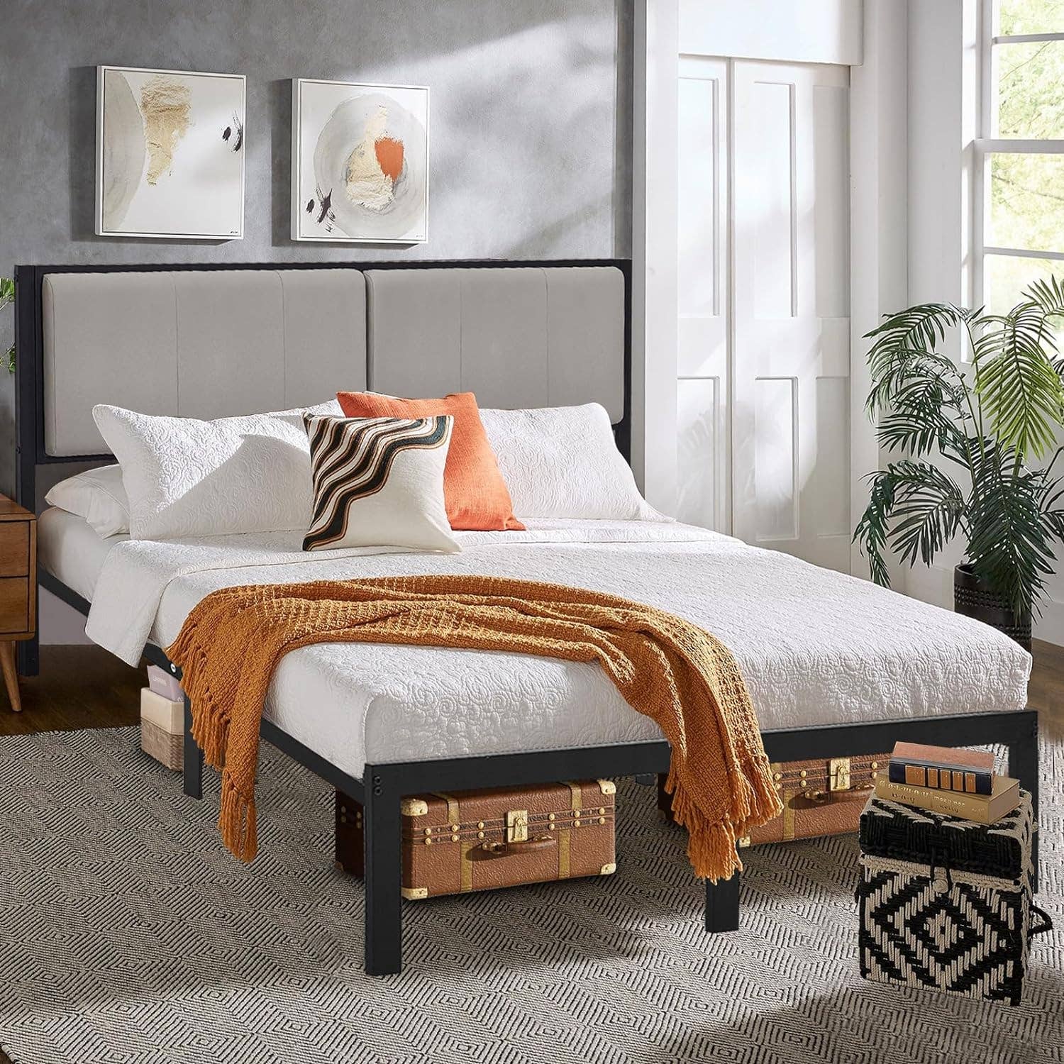 OUVR - Wholesale Bedroom Furniture - Queen Bed Frame, Platform Bed Frame with Headboard, Bed Fram1