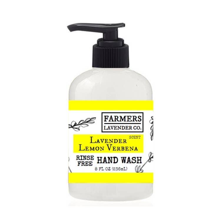 Lavender Lemon Verbena Rinse Free Hand Wash 8 FL OZ for wholesale by FARMERS Lavender Co.
