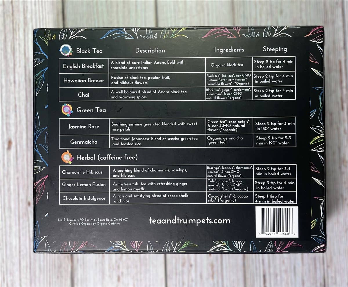 Tea & Trumpets - Wholesale Tea Set - Organic Tea Sampler Gift Set with Infuser5