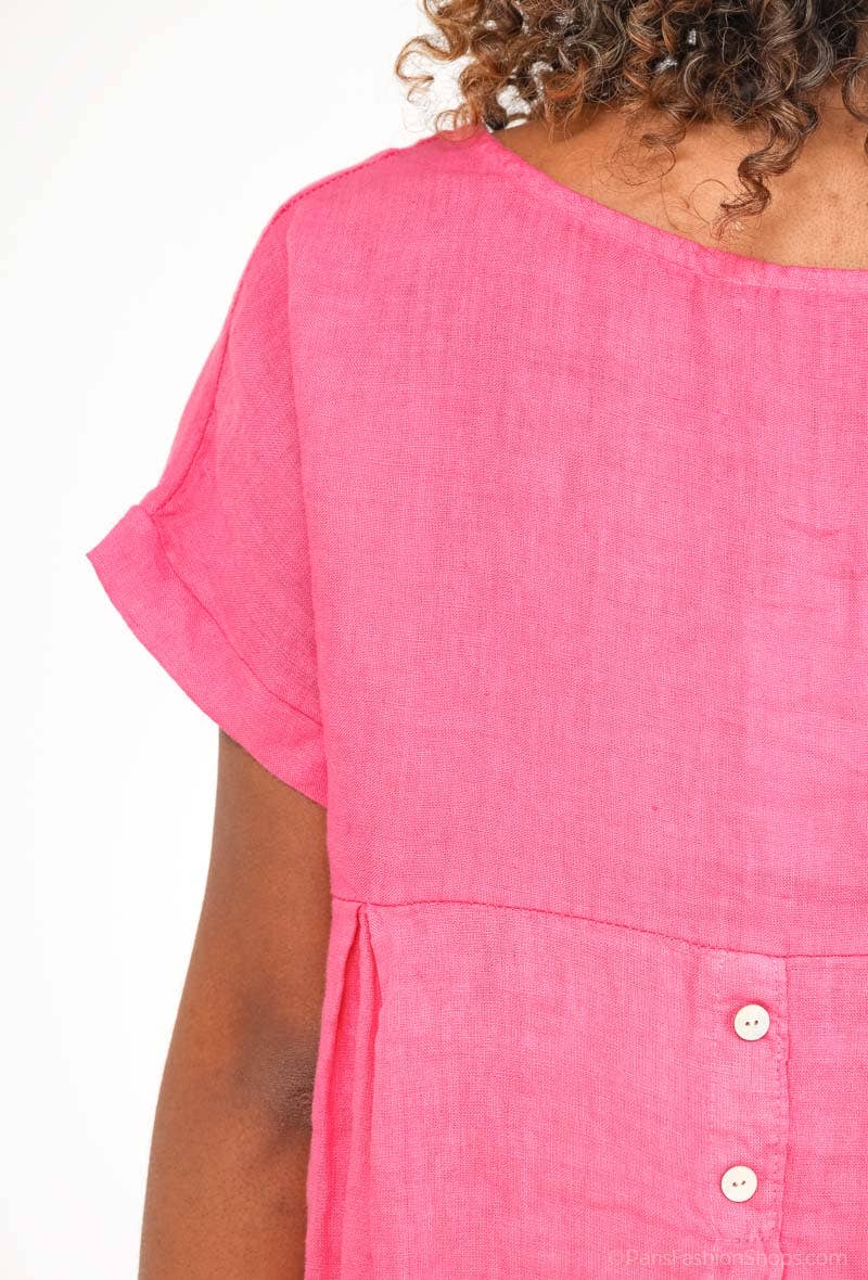 L'Emotion – wholesale Tunic – Women’s – Buttoned Back Opening T-Shirt 100% Linen8