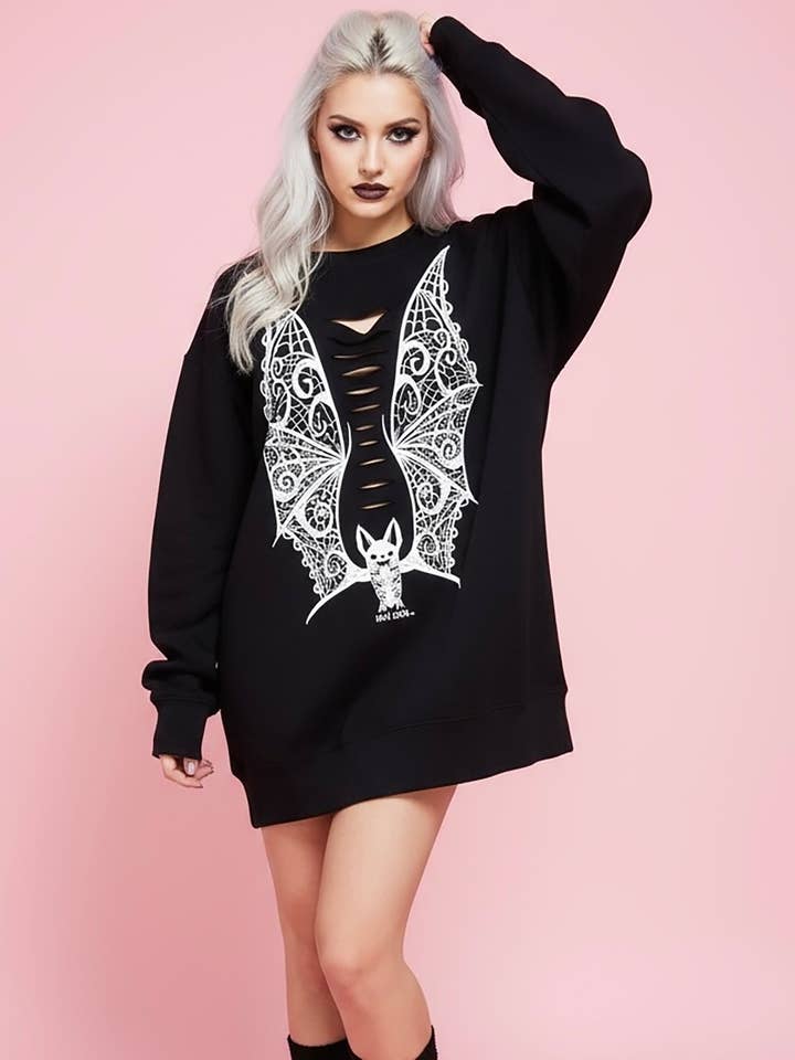Vampire Wings Boyfriend Fit Oversized Sweatshirt for wholesale by Demi Loon