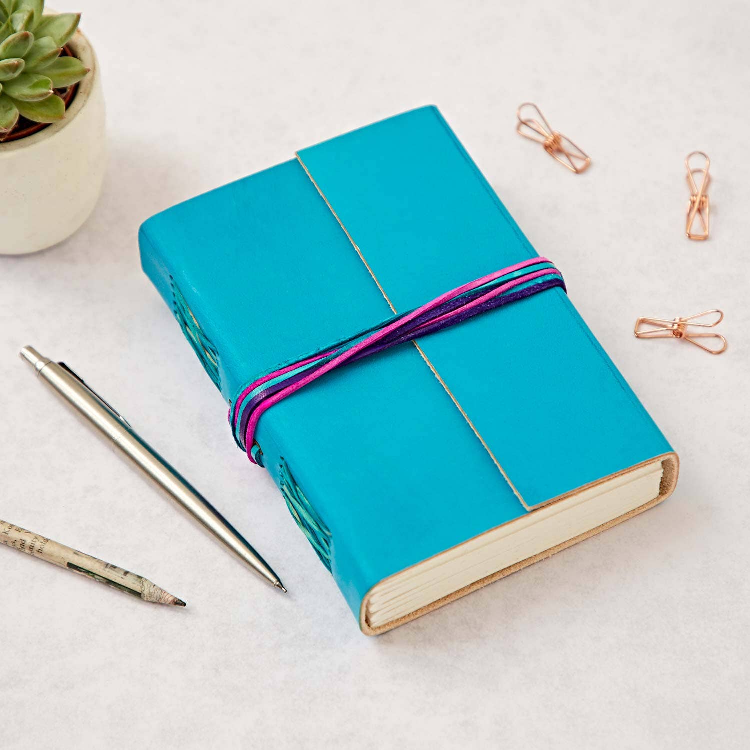 The Paper High Gift Company Limited – wholesale Journal/diary – Coloured Leather Journal -  Leather String Bound Notebook5