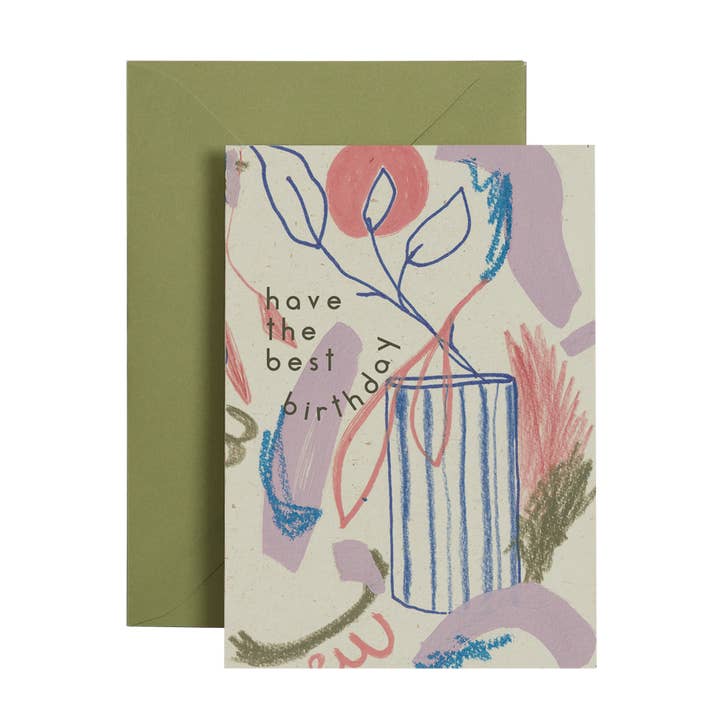 Biglietto d'auguri Vase Best Birthday | Biglietti di compleanno | Compleanno femminile per la vendita all'ingrosso da parte di I am Roxanne