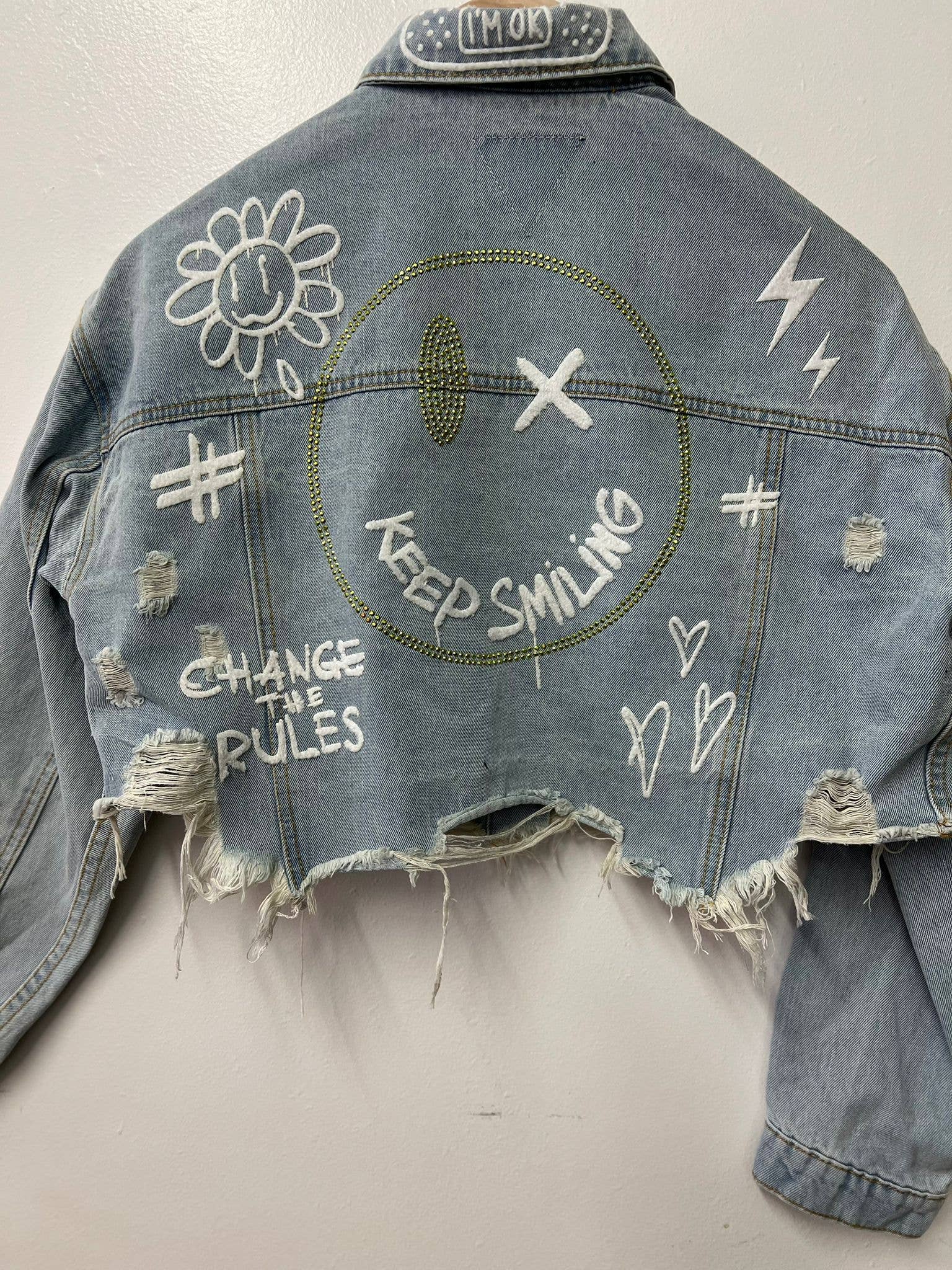 Trio Urban - Vente Veste en jean – femme - Veste en jean à strass Keep Smiling11