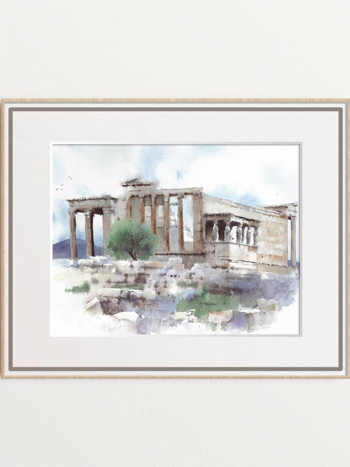 Acropolis of Athens Watercolor Art Giclée Print Unframed for wholesale by Yuliasheart