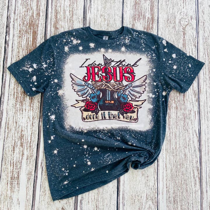 T-Shirt Bleached en Gildan Dark Heather I Don't think Jesus pour la vente par The Bleached Tee