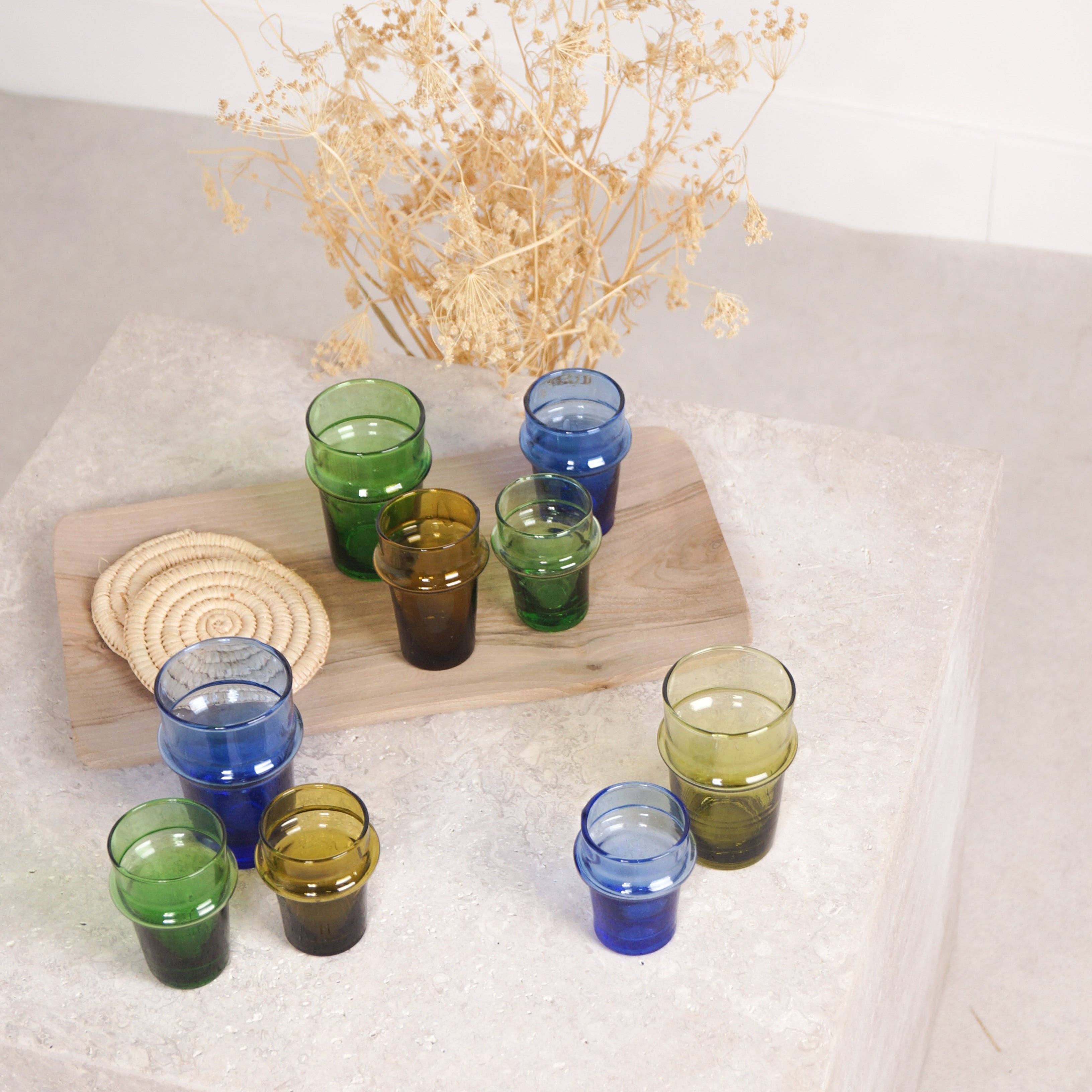 Bohome Living - Vente Verre/tasse - Verre Beldi arrondi coloré - Lot de 63