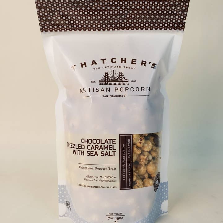 Thatcher's Gourmet Popcorn - Wholesale Popcorn - Chocolate Drizzled w/ Sea Salt Pouch - 7 Oz Popcorn0
