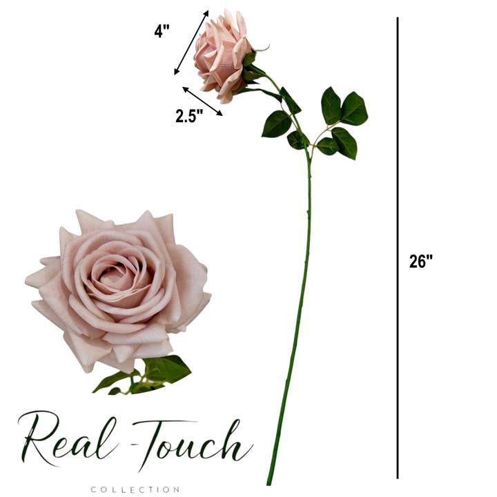 Angel Isabella - Wholesale Artificial Flowers - 26"-Elegant Real Touch rose-blush taupe-muted beige color