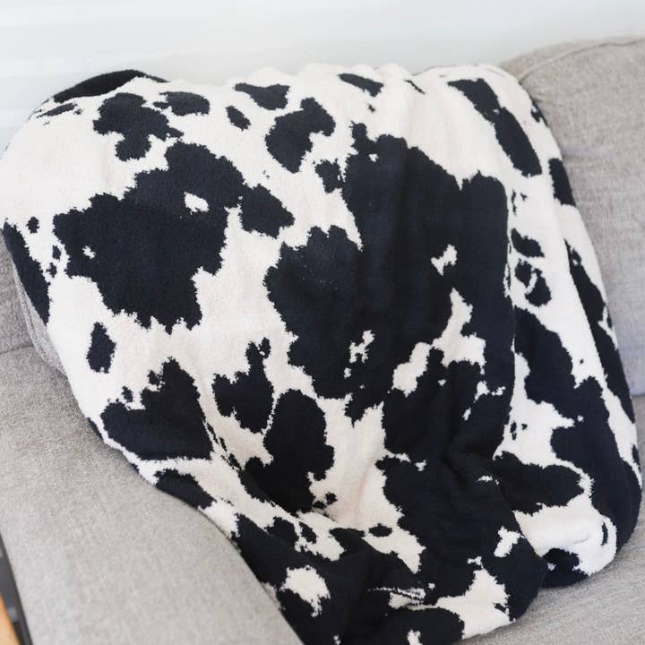 The Front Porch Label - Wholesale Throw Blanket - Black Cowhide Throw Blanket