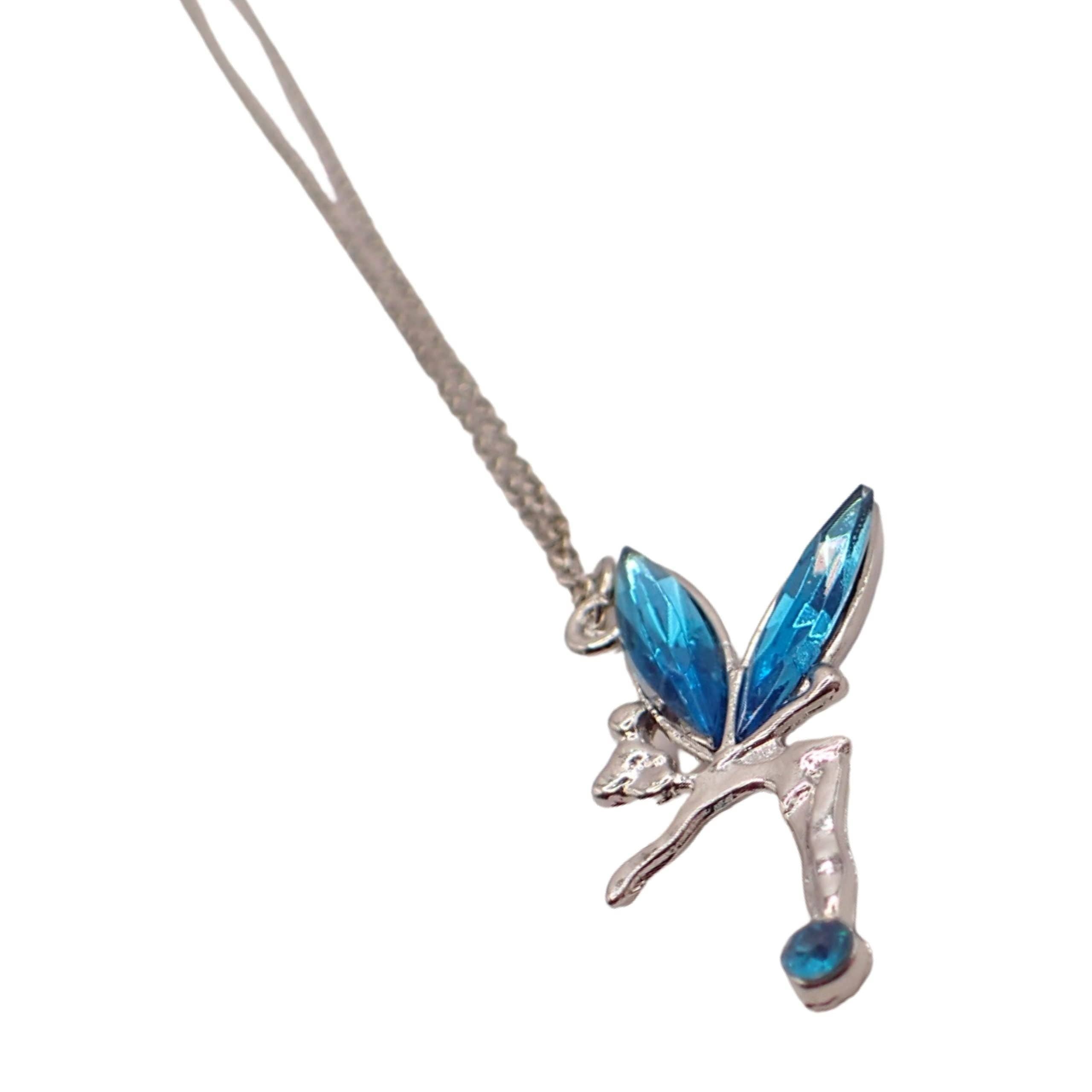 Topkids Accessories - Wholesale Pendant/Charm Necklace - Sparkly Silver Necklace with Coloured Crystal Fairy Pendant For Ladies & Girls, Pretty Shiny Fairy Crystals, Cottagecore, Mystical Jewellery6