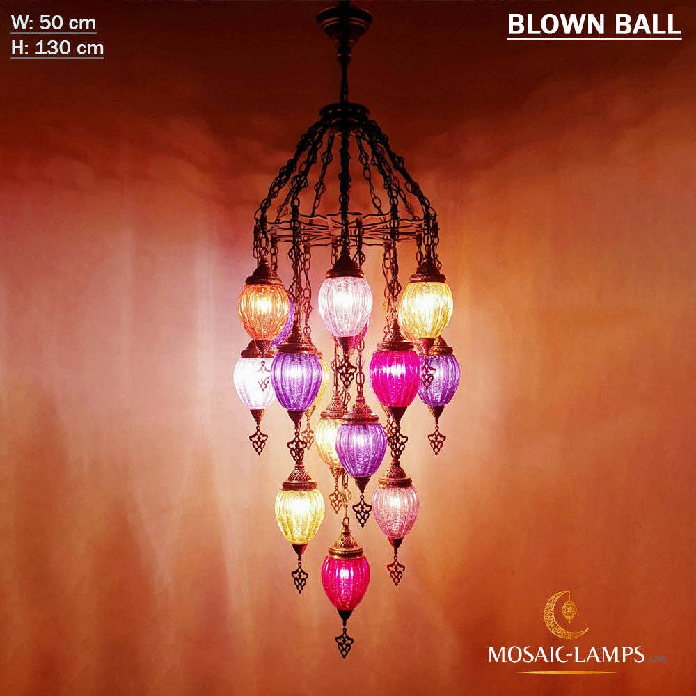 Mosaic Lamps - Wholesale Chandelier/Hanging Light - 17 Pyrex Glass Ottoman Pasha Chandeliers, Moroccan Mixed Color Blown Glass Big Laser Metal Chandelier, Restaurant Chandelier, Living Room Stair Lights0