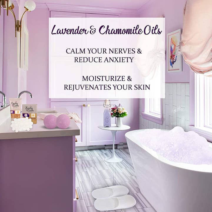 Pure Parker - Wholesale Bath & Body Set - Lavender & Chamomile Pampering Spa Gift Basket For Mom