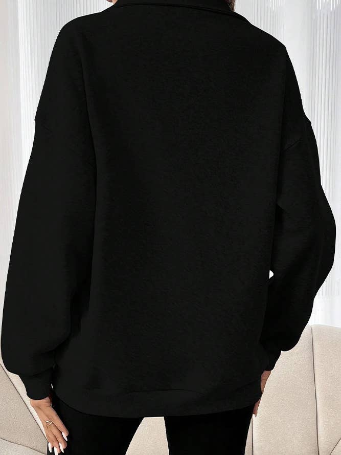 Comely Fashion – wholesale Sweatshirt - Dam – Vanlig tröja med känguruficka med halv dragkedja4