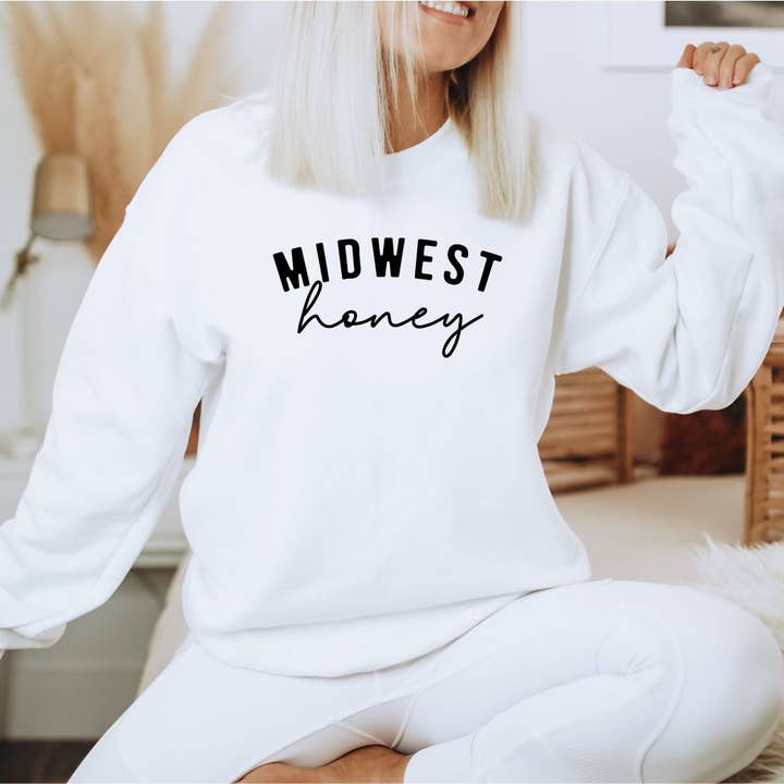 Midwest Honey Cozy Crewneck Sweatshirt for wholesale by The Co-Founder and Co.