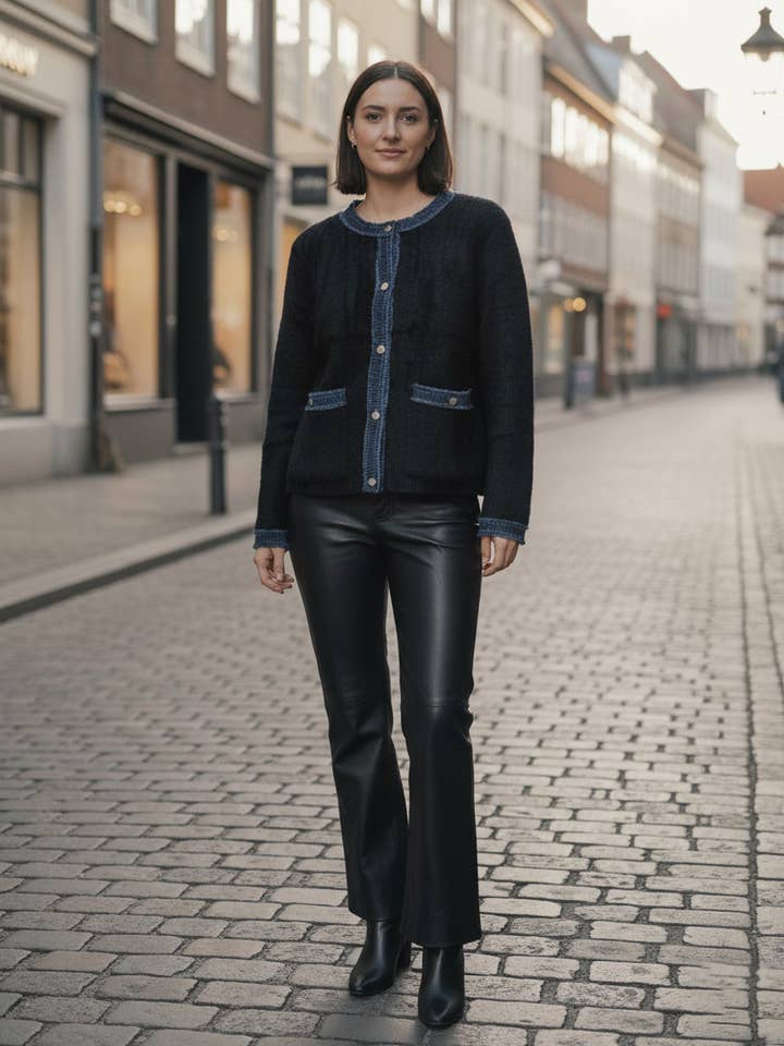 MOOYA – Großhandel Strickjacke – Damen – Strickjacke mit strukturierten Kanten - XY0021