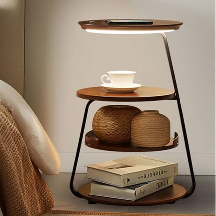 Table de chevet avec station de charge et lumières LED pour la vente par VIVZONE