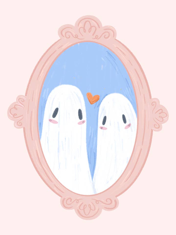 Porträtt av två spöken för wholesale av Jollie Ollie Designs