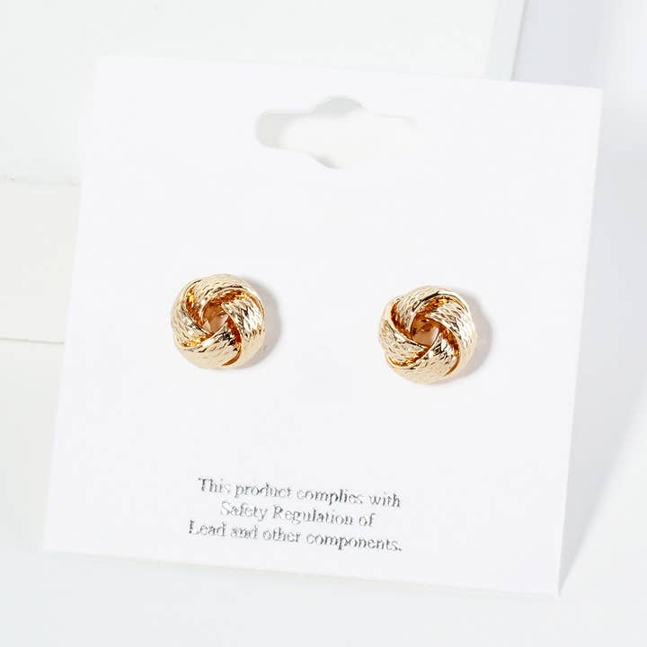 Sensibling Corp. - Wholesale Stud/Post Earrings - Textured Metal Love Knot Stud Earrings
4