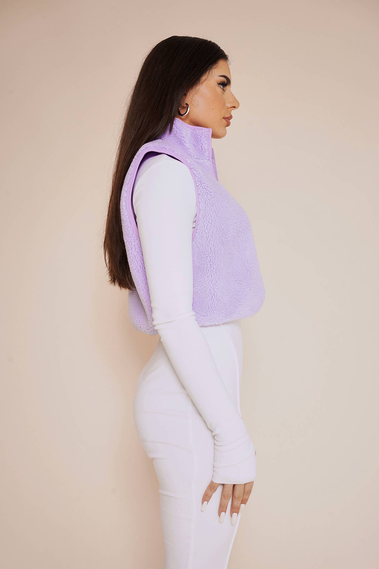 No Vacancy - Wholesale Outerwear Vest - Women's - Boucle cropped high neck vest1