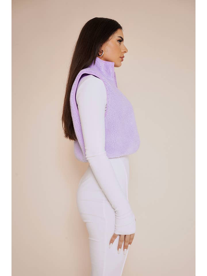 No Vacancy - Wholesale Outerwear Vest - Women's - Boucle cropped high neck vest1