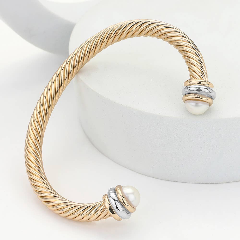 Sensibling Corp. - Wholesale Cuff Bracelet - Stone Tip Twisted Rope Cuff Bracelet
11