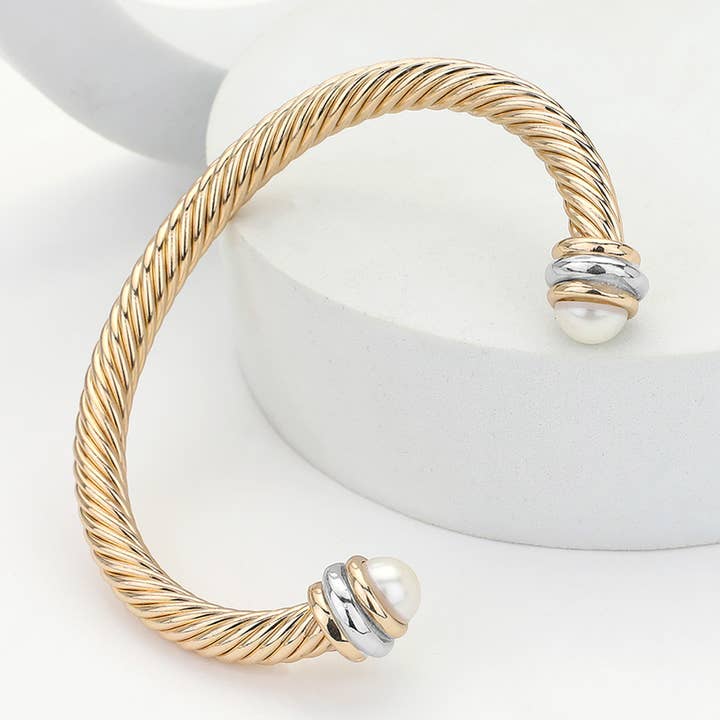 Sensibling Corp. - Wholesale Cuff Bracelet - Stone Tip Twisted Rope Cuff Bracelet
11